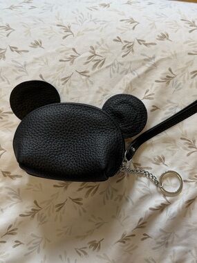 Black Mini Ear-Accent Wristlet Coin Pouch